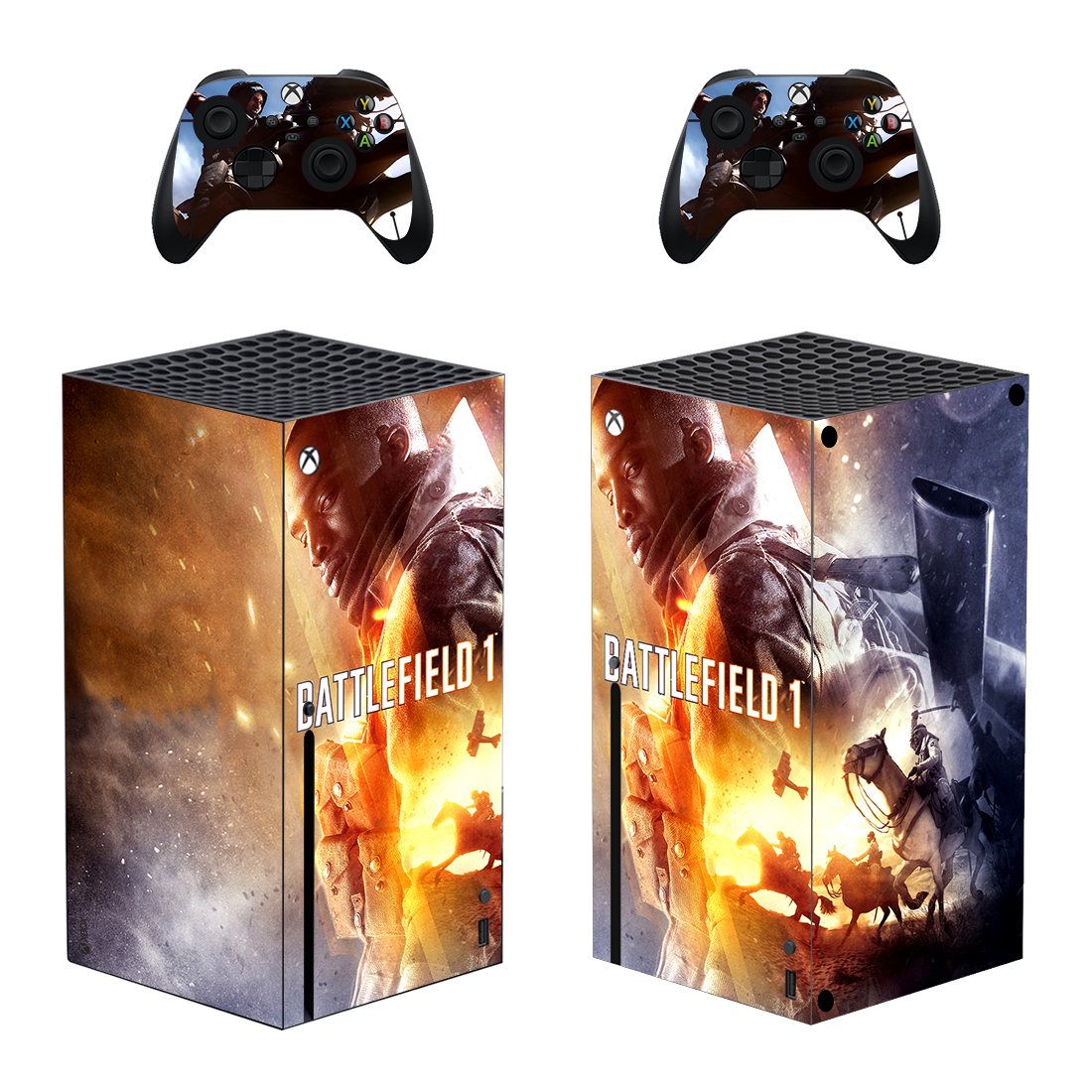 Battlefield decal skin sticker for Xbox Series X console with controllers
