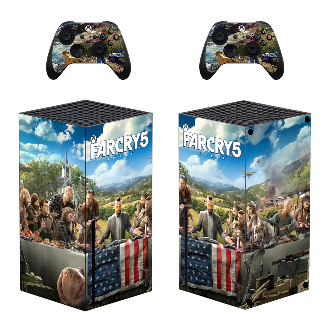 Far Cry 5 decal skin sticker for Xbox Series X console with controllers