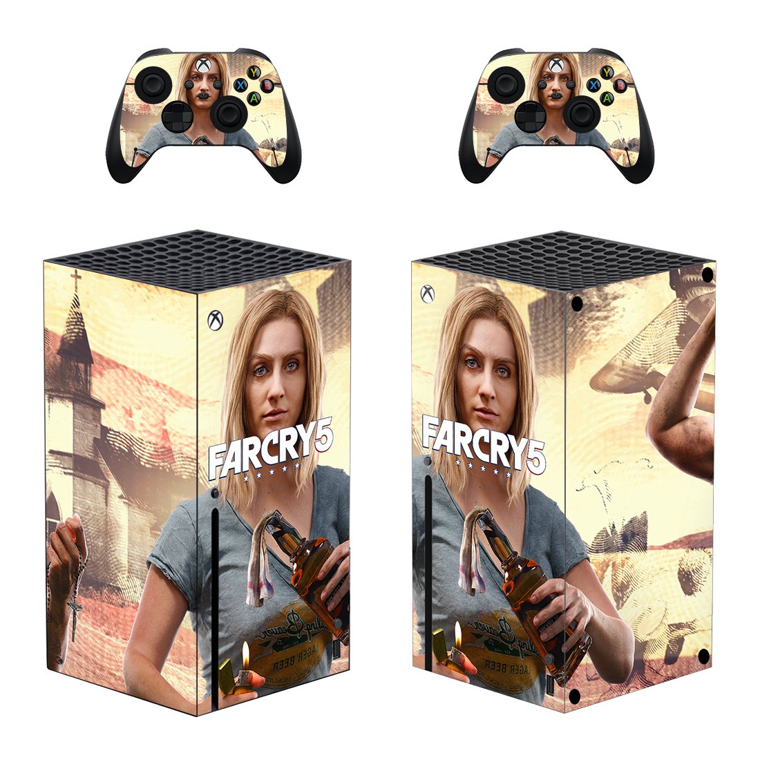 Far Cry 5 decal skin sticker for Xbox Series X console with controllers