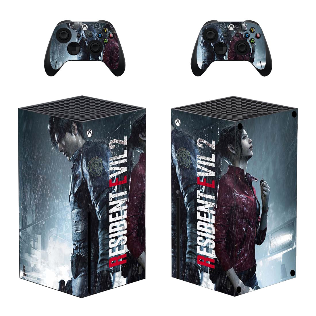 Resident Evil 2 decal skin sticker for Xbox Series X console with controllers