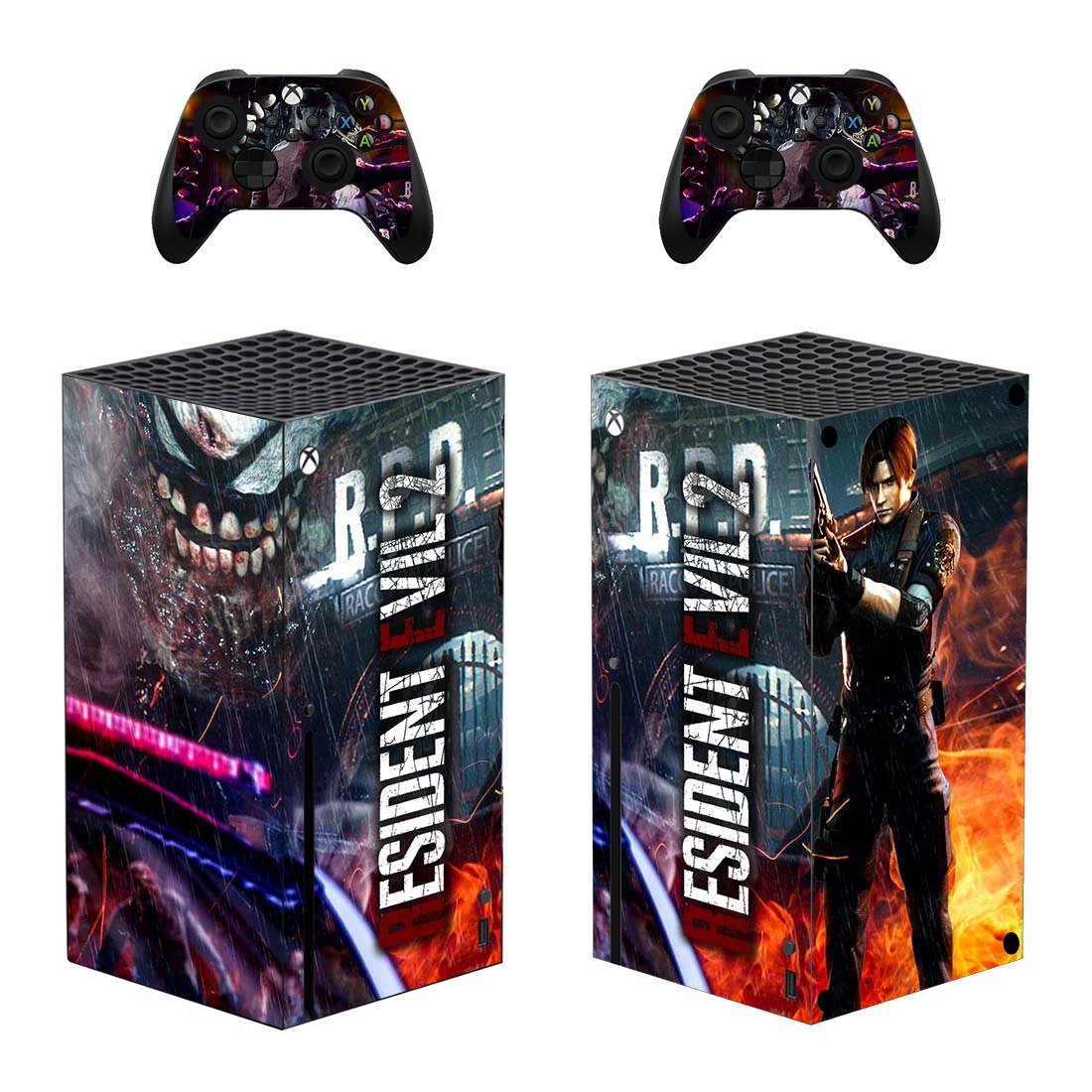 Resident Evil 2 decal skin sticker for Xbox Series X console with controllers