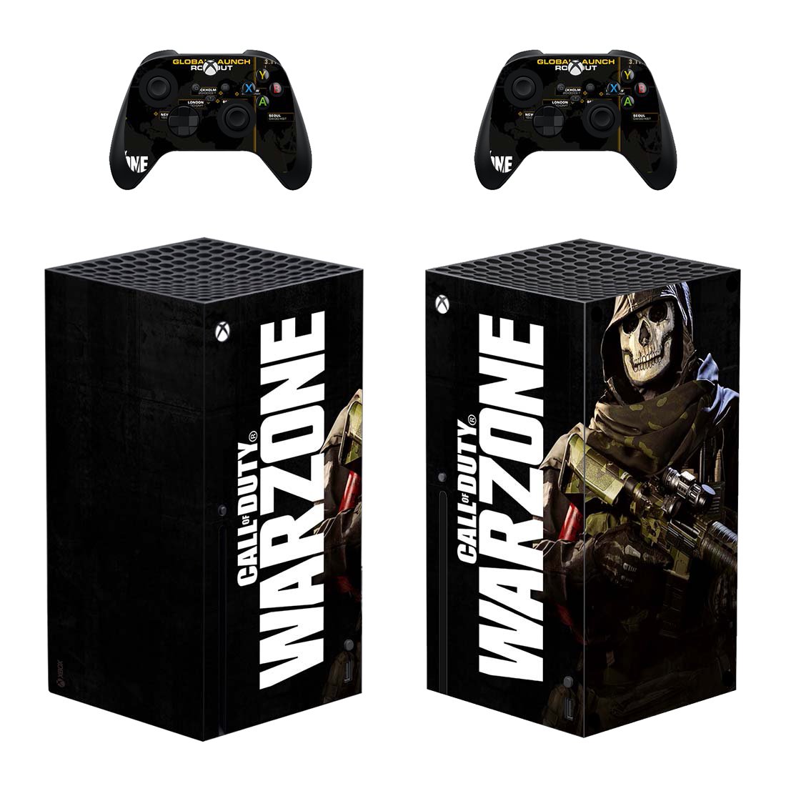 COD Warzone decal skin sticker for Xbox Series X console with controllers