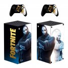 Fortnite decal skin sticker for Xbox Series X console with controllers