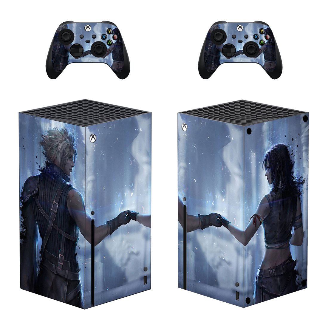 Final Fantasy 7 decal skin sticker for Xbox Series X console with controllers