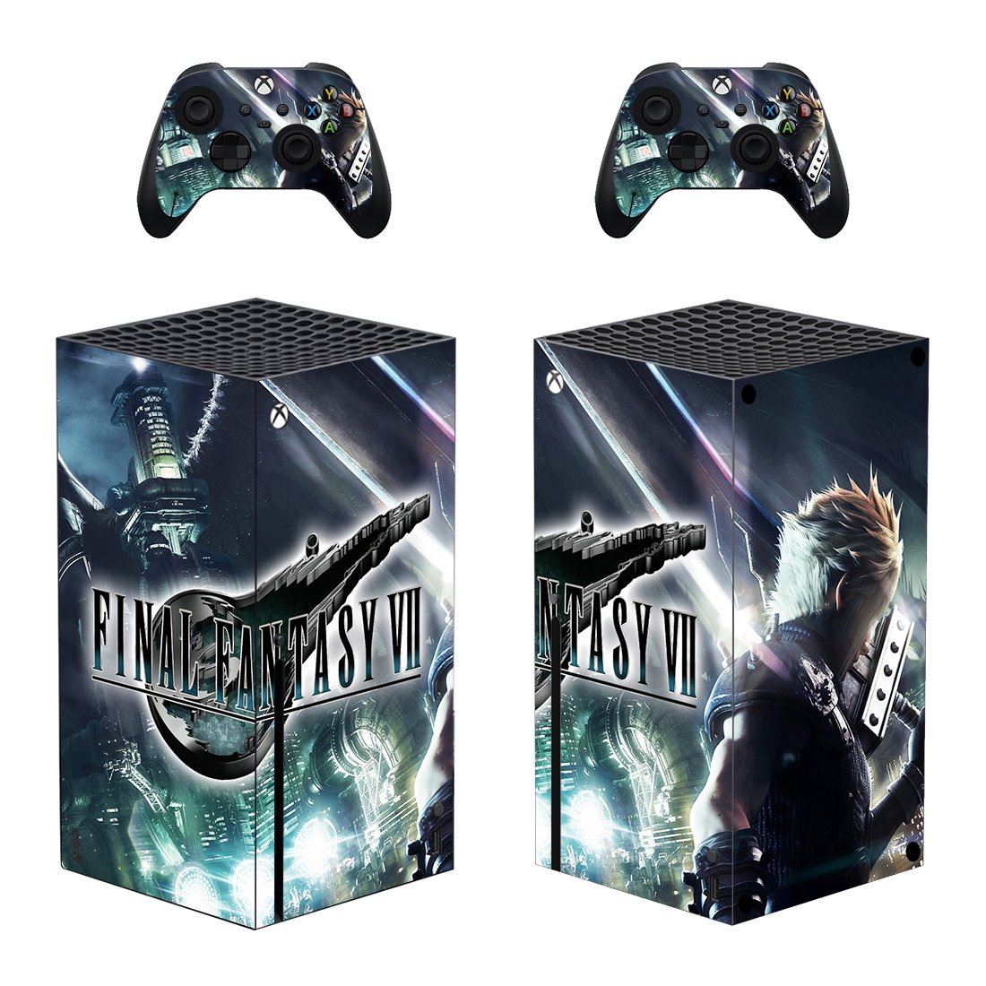 Final Fantasy 7 decal skin sticker for Xbox Series X console with controllers