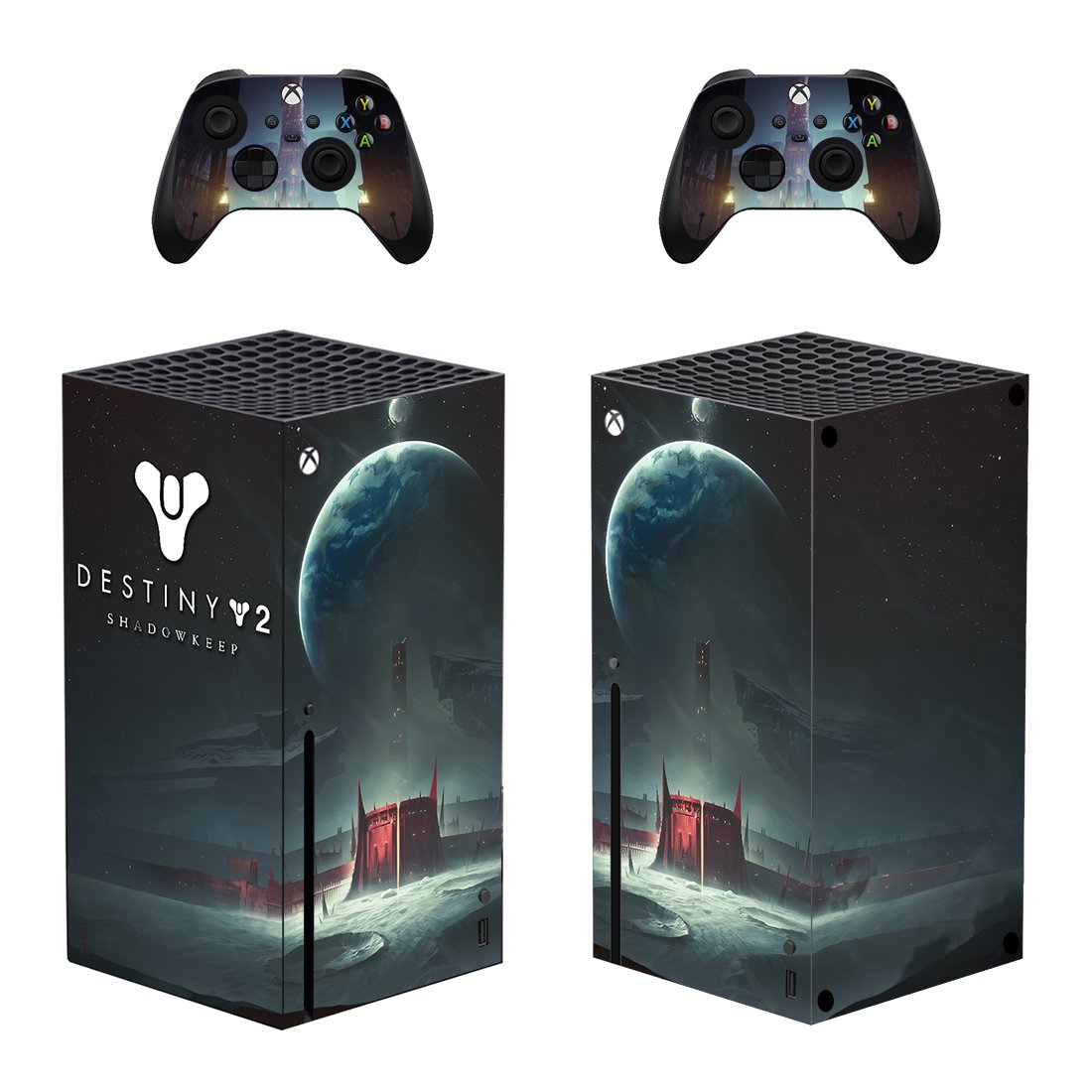 Destiny 2 Shadowkeep decal skin sticker for Xbox Series X console with controllers