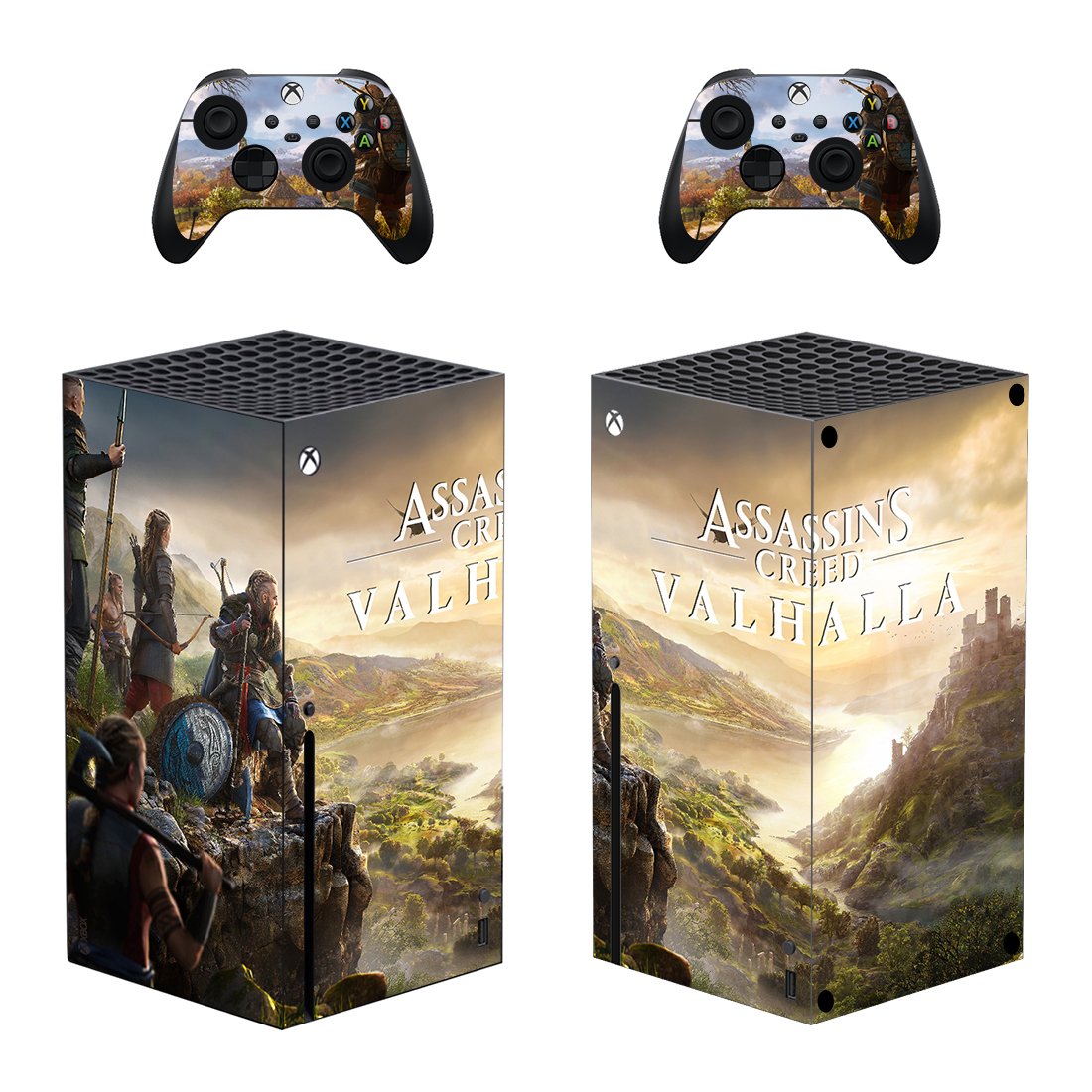 Assassin's Creed Valhalla decal skin sticker for Xbox Series X console with controllers