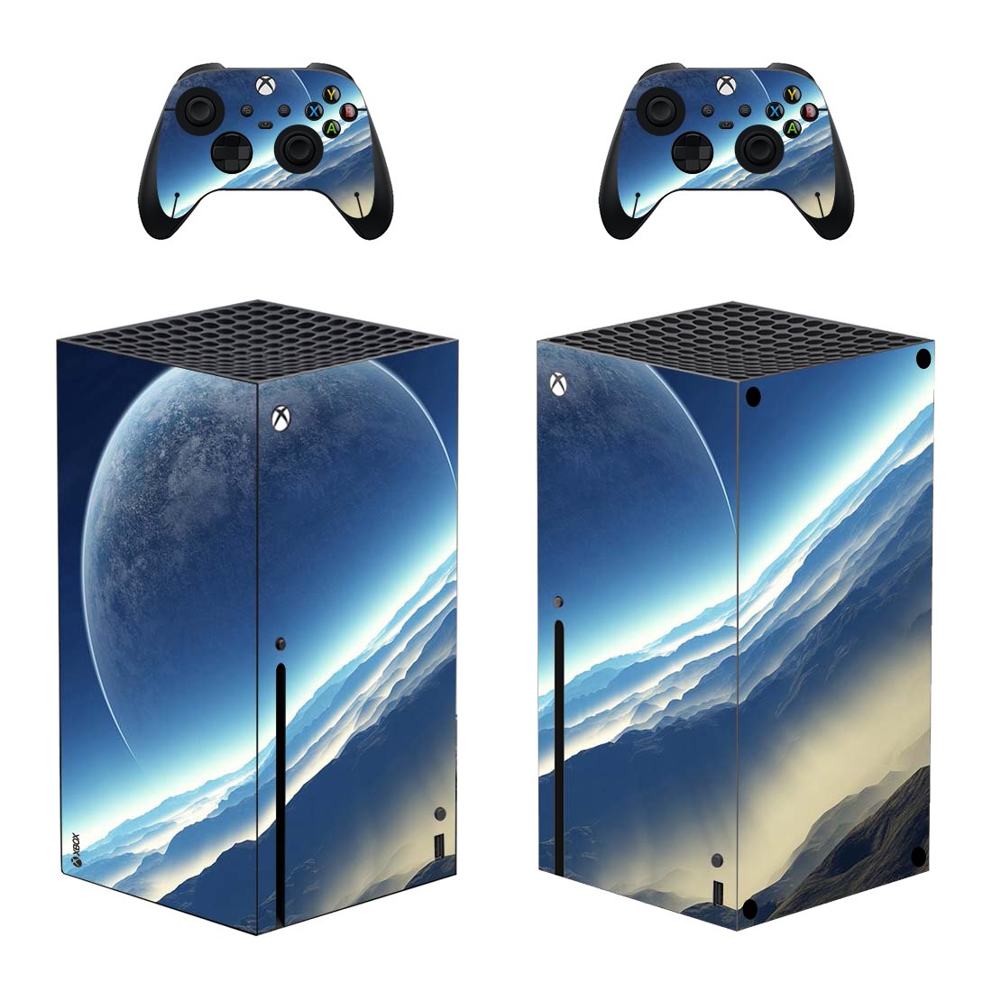 Planet View decal skin sticker for Xbox Series X console with controllers