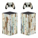 Wood Board decal skin sticker for Xbox Series X console with controllers