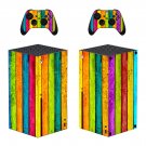Wood Board decal skin sticker for Xbox Series X console with controllers