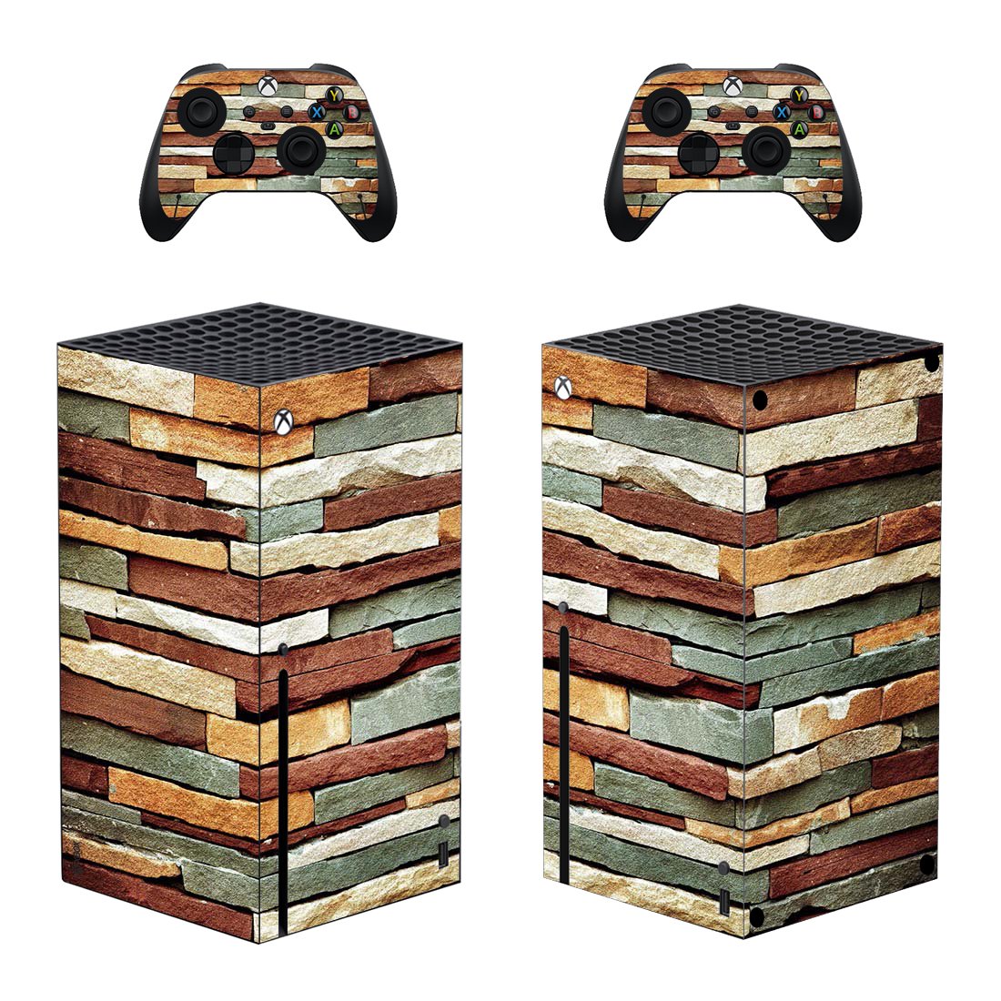 Bricks Texture decal skin sticker for Xbox Series X console with controllers