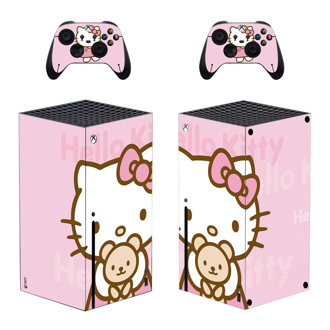 Hello Kitty decal skin sticker for Xbox Series X console with controllers