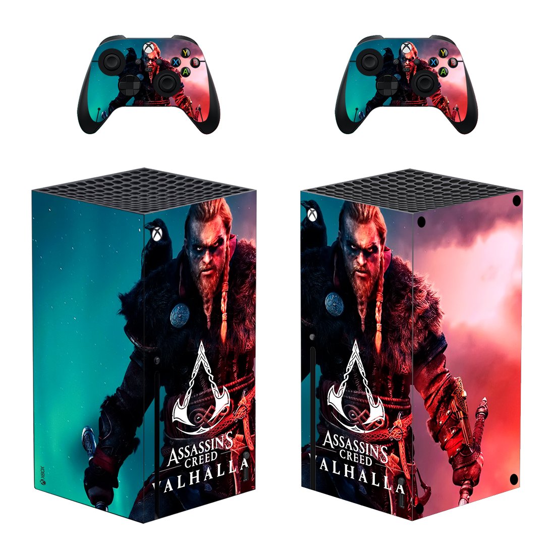 Assassin's Creed Valhalla decal skin sticker for Xbox Series X console with controllers