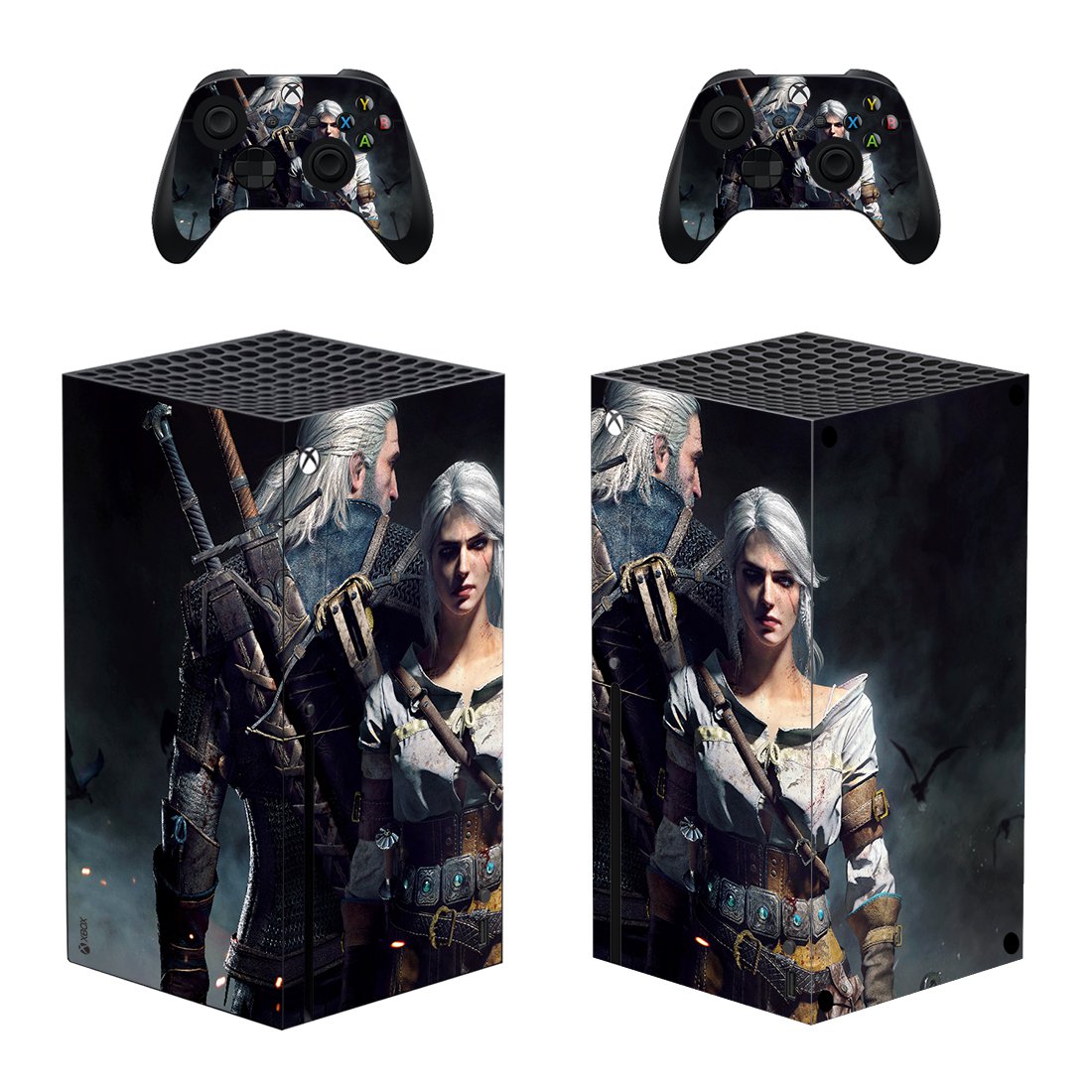 The Witcher decal skin sticker for Xbox Series X console with controllers