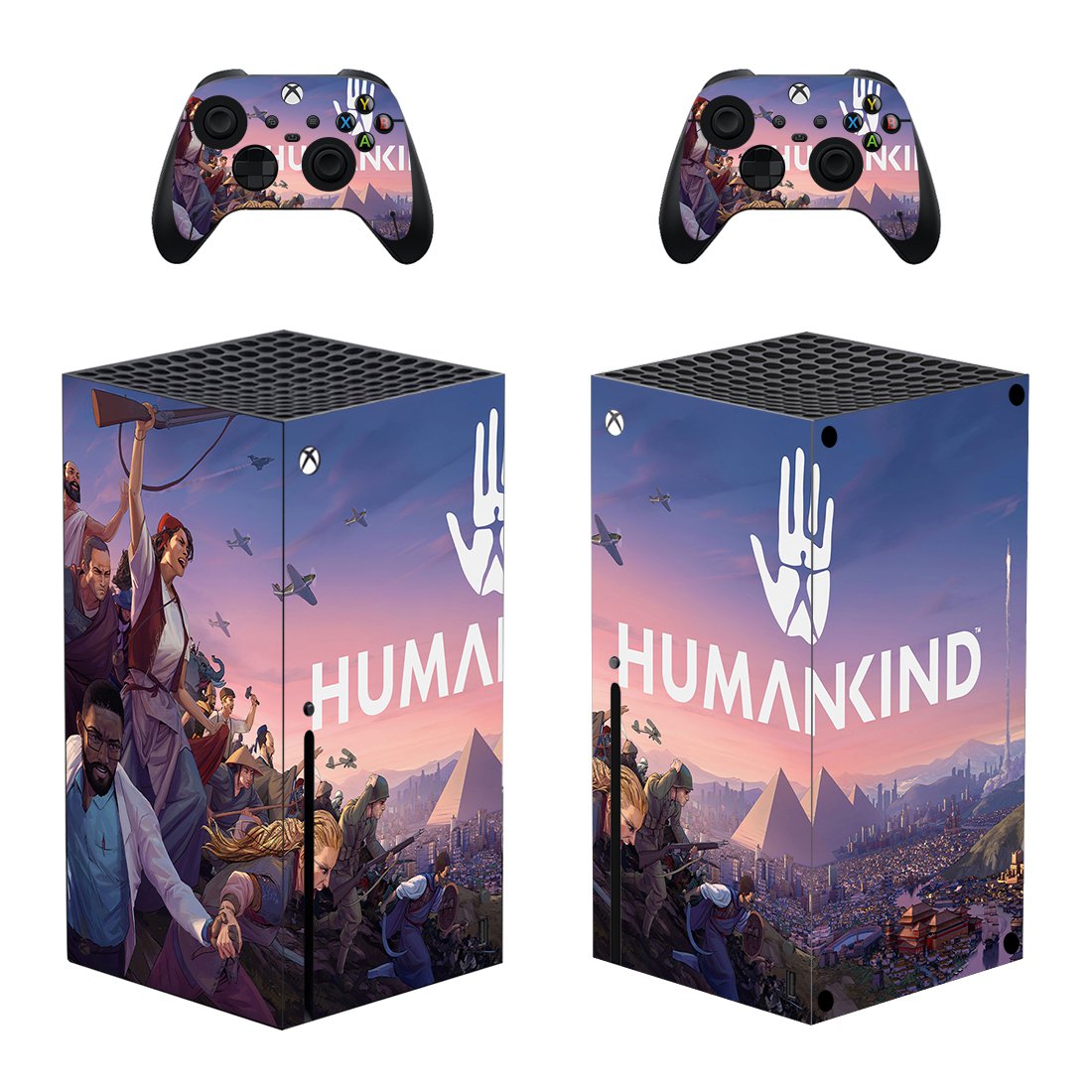 Humankind decal skin sticker for Xbox Series X console with controllers