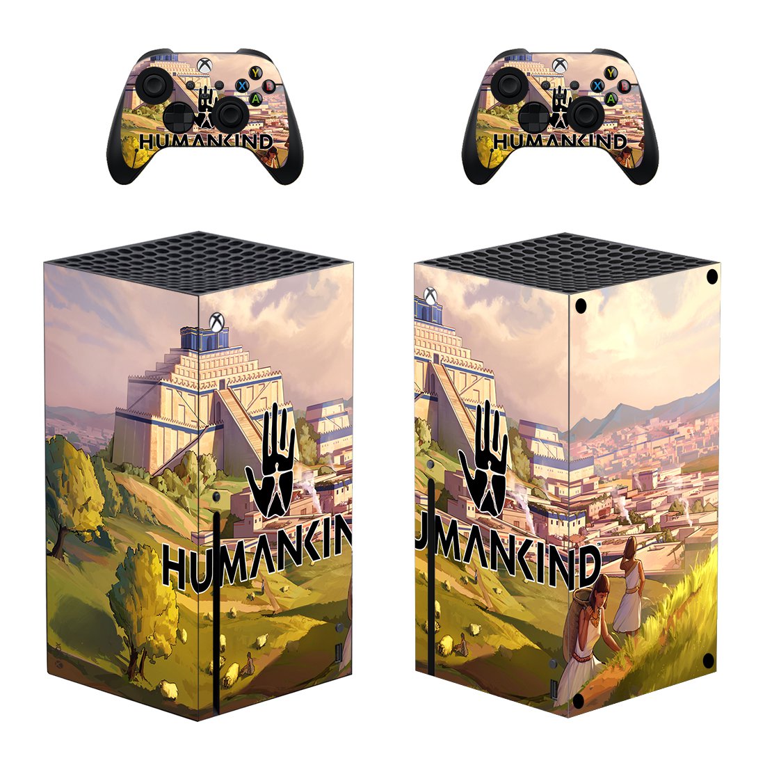 Humankind decal skin sticker for Xbox Series X console with controllers
