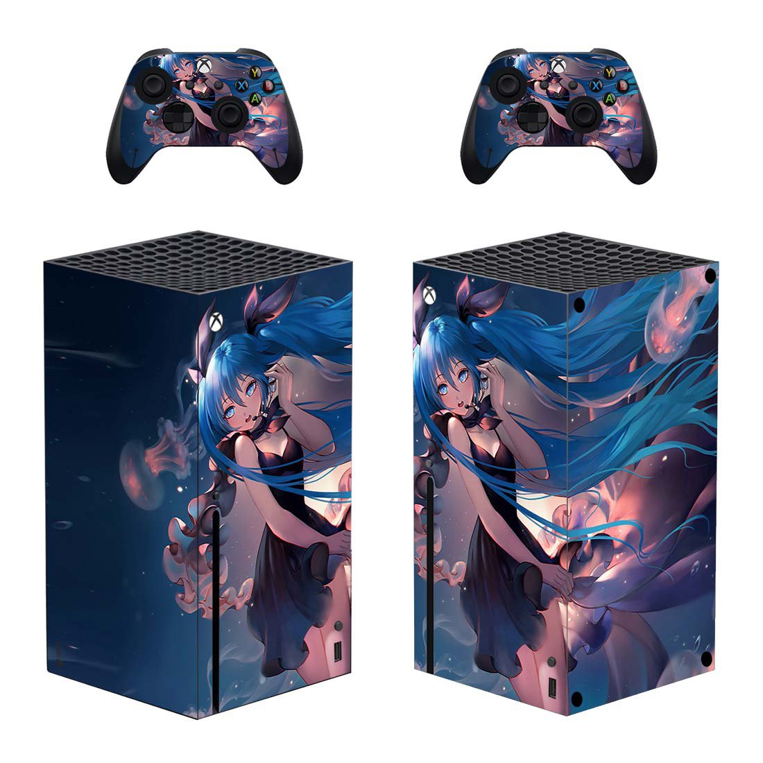 Hatsune Miku decal skin sticker for Xbox Series X console with controllers