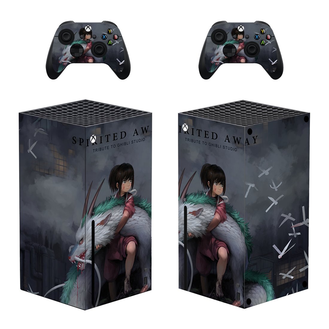 Spirited Away decal skin sticker for Xbox Series X console with controllers