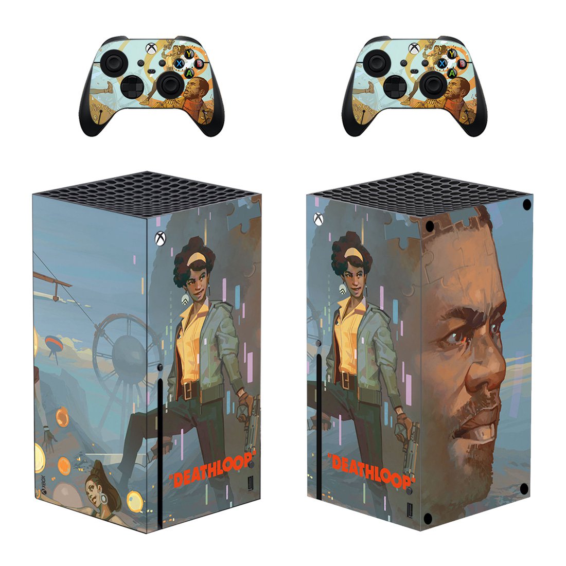 Deathloop decal skin sticker for Xbox Series X console with controllers