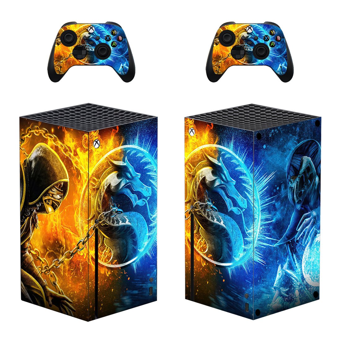 Mortal Kombat decal skin sticker for Xbox Series X console with controllers