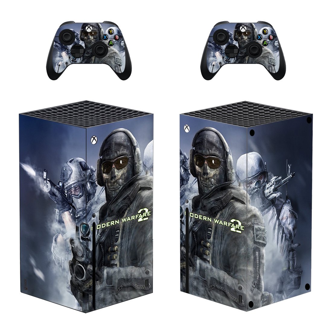 Modern Warfare 2 decal skin sticker for Xbox Series X console with controllers
