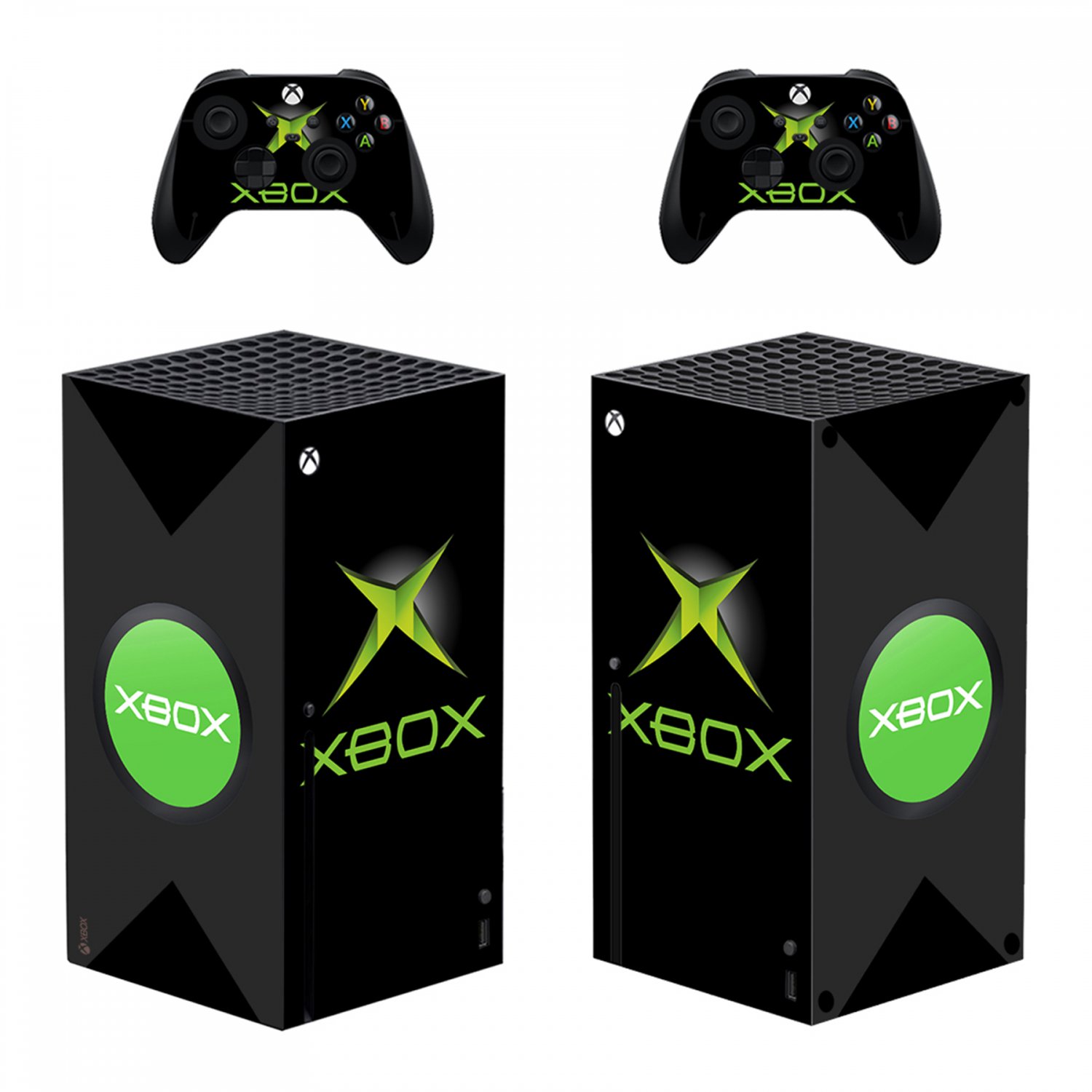 Classic decal skin sticker for Xbox Series X console with controllers