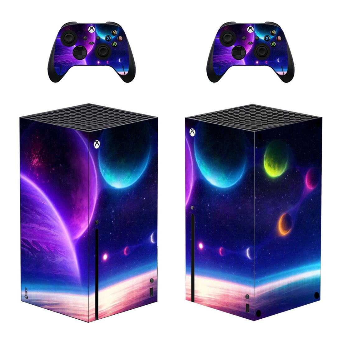 Planet View decal skin sticker for Xbox Series X console with controllers