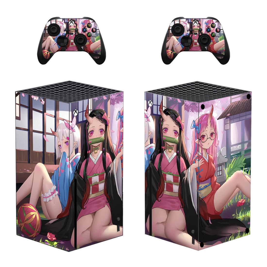 Demon Slayer decal skin sticker for Xbox Series X console with controllers