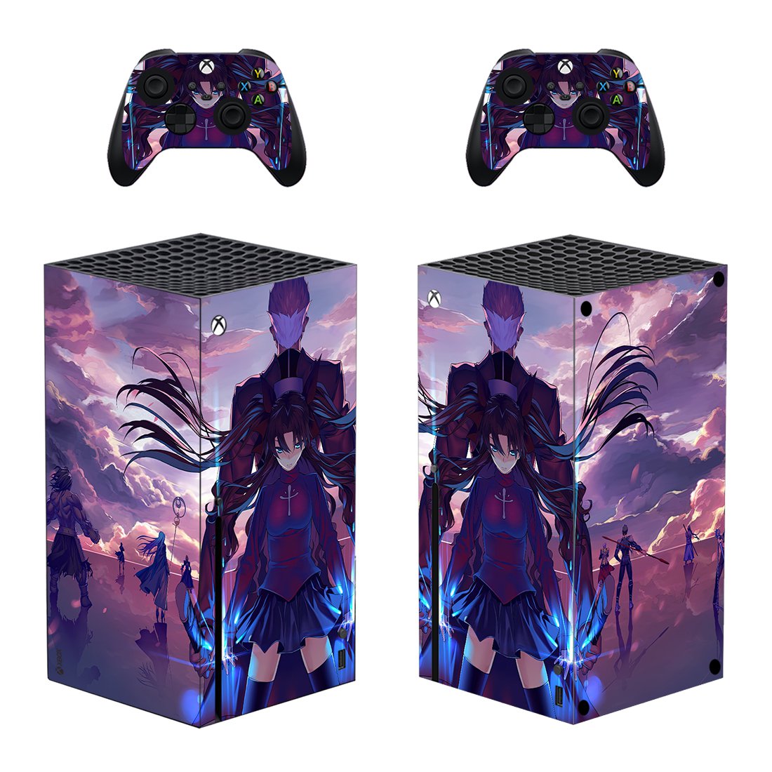 Fate stay night decal skin sticker for Xbox Series X console with controllers