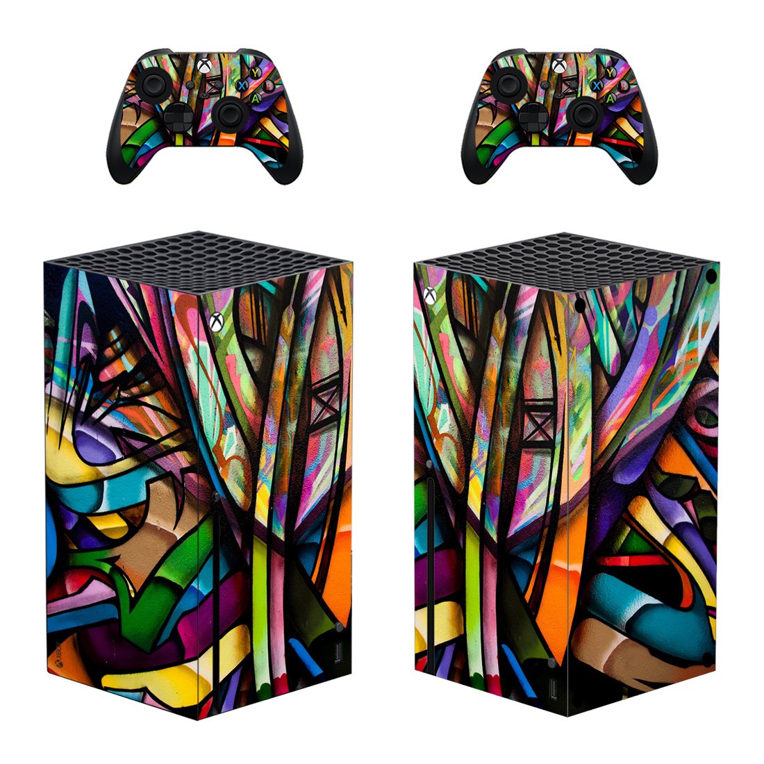 Digital Texture decal skin sticker for Xbox Series X console with controllers