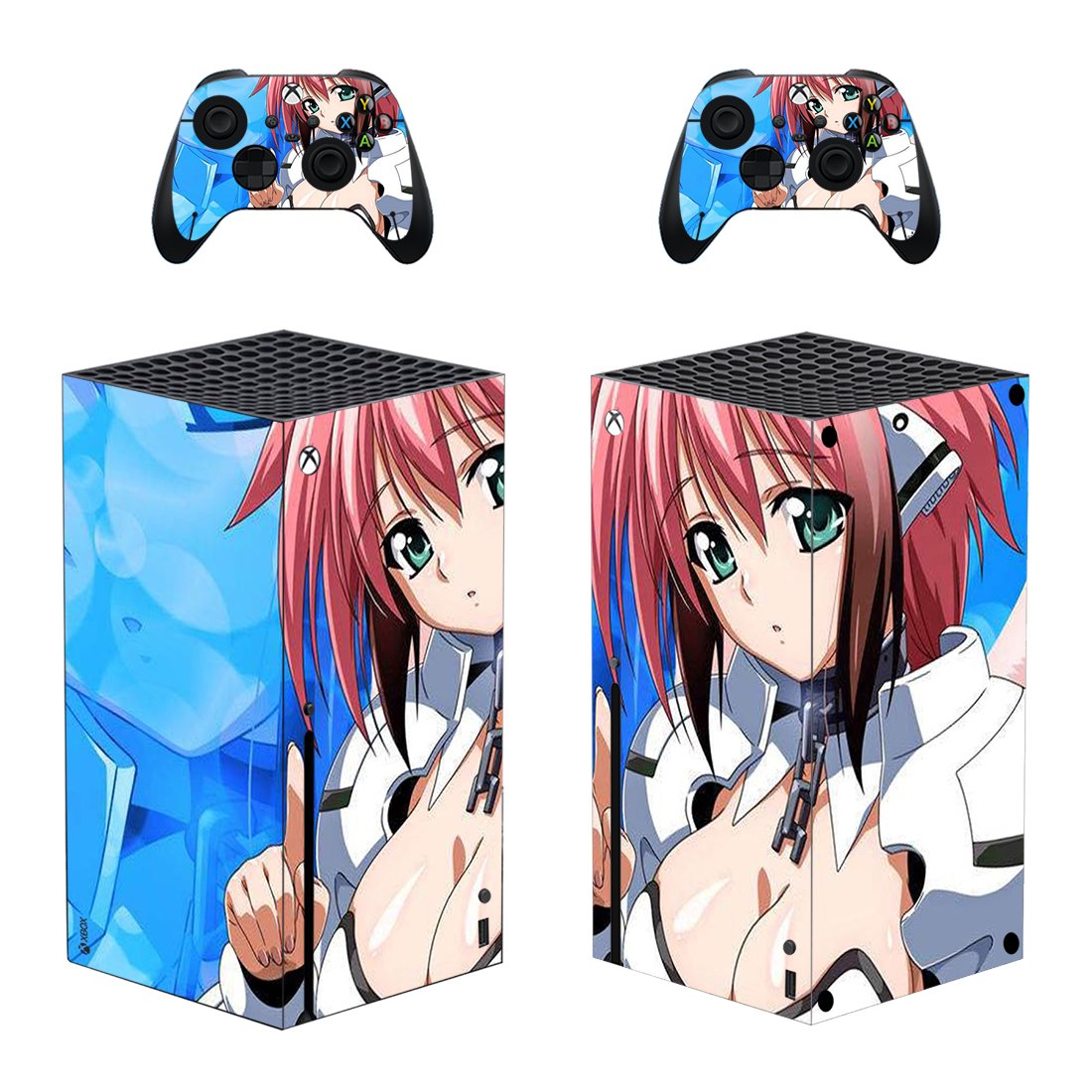 Anime decal skin sticker for Xbox Series X console with controllers