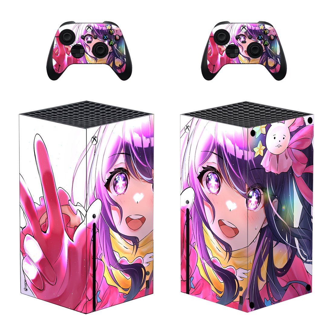 Anime decal skin sticker for Xbox Series X console with controllers