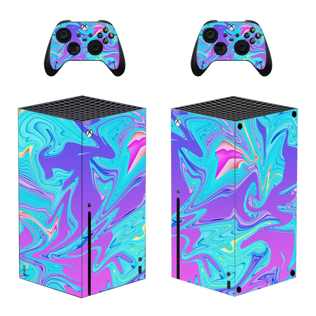 Digital Texture decal skin sticker for Xbox Series X console with controllers