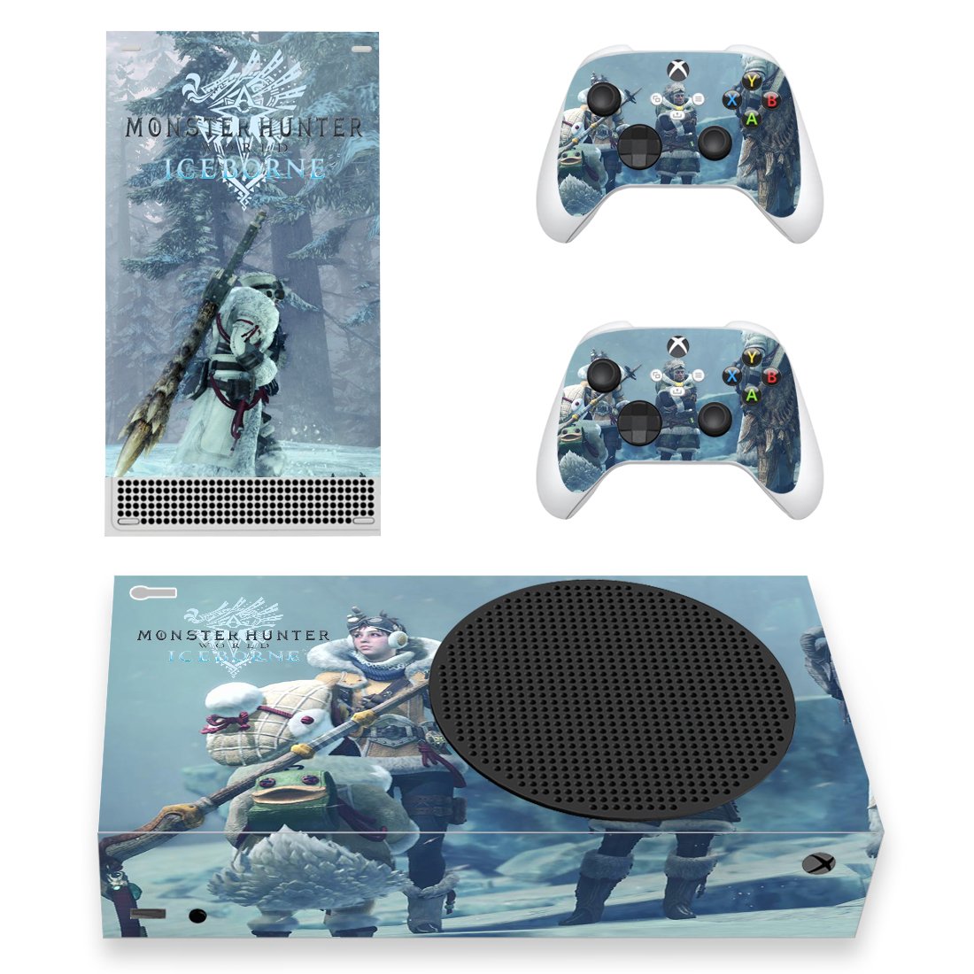 MHW Iceborne decal skin sticker for Xbox Series S console with controllers