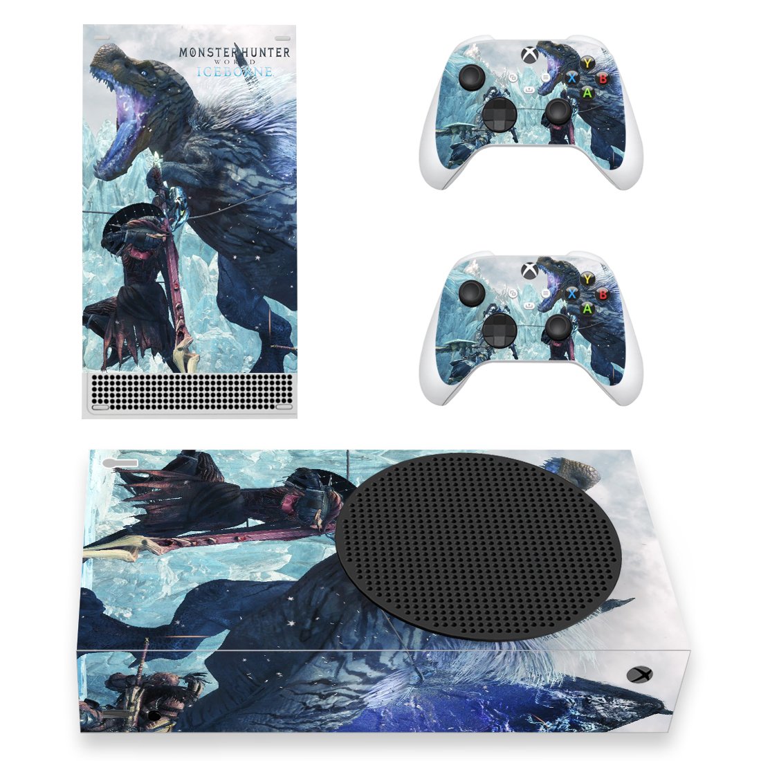 MHW Iceborne decal skin sticker for Xbox Series S console with controllers