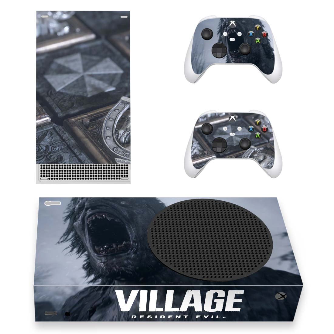 Resident Evil Village decal skin sticker for Xbox Series S console with controllers