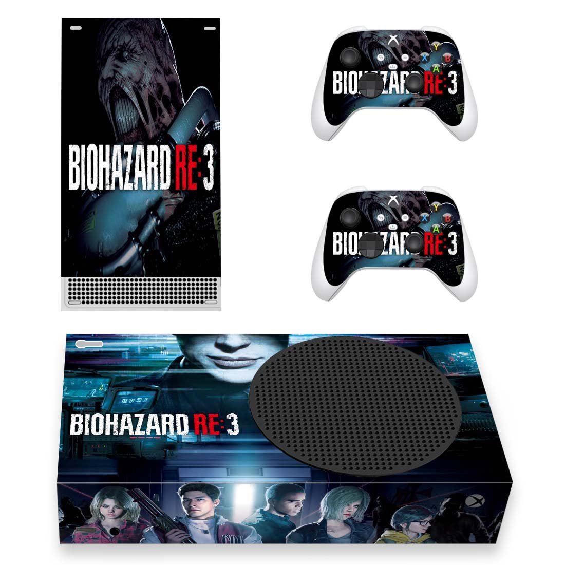 Biohazard RE 3 decal skin sticker for Xbox Series S console with controllers
