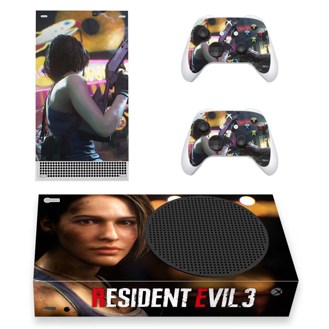 Resident Evil 3 decal skin sticker for Xbox Series S console with controllers