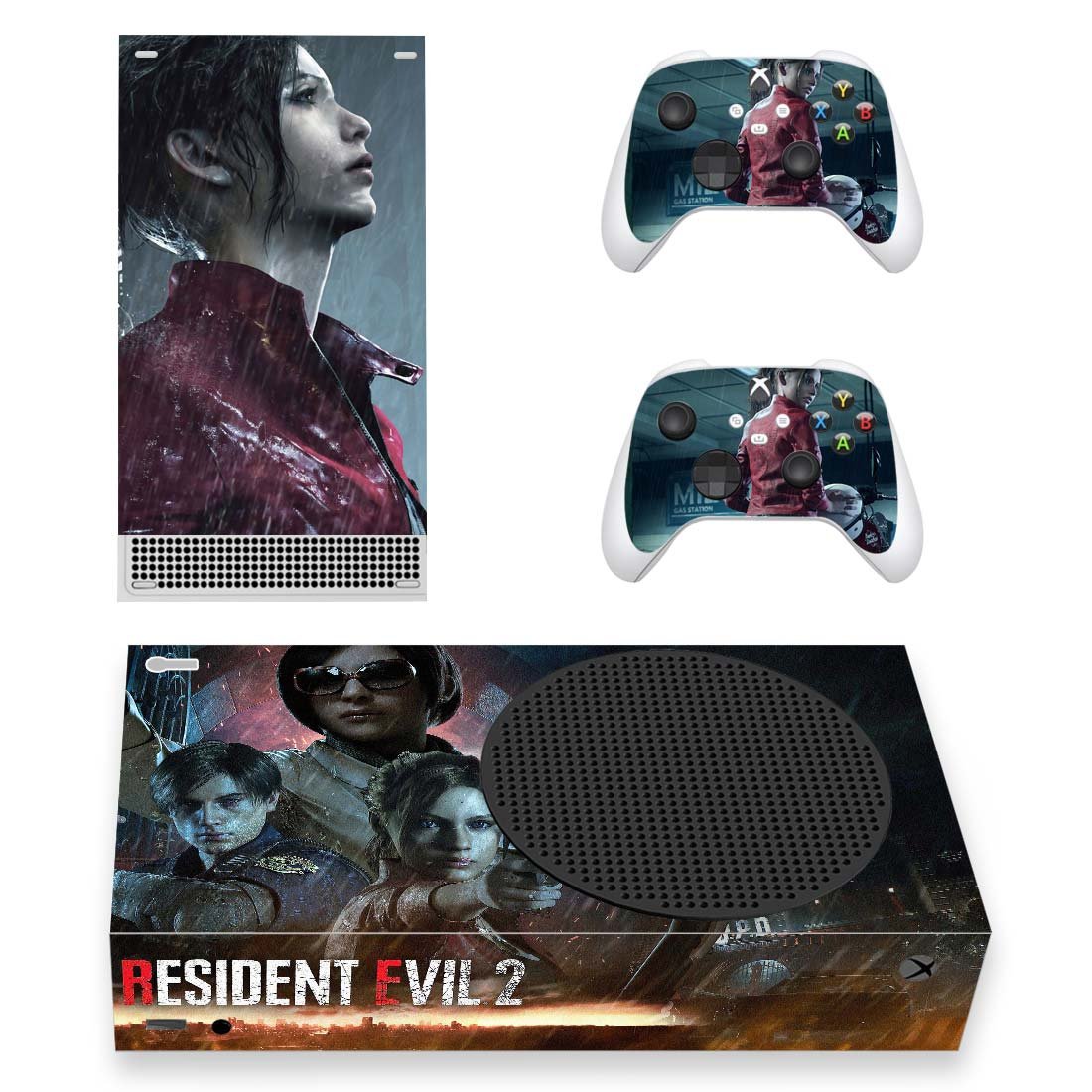 Resident Evil 2 decal skin sticker for Xbox Series S console with controllers