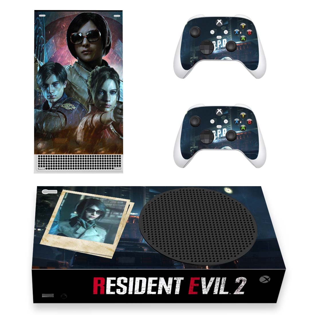 Resident Evil 2 decal skin sticker for Xbox Series S console with controllers