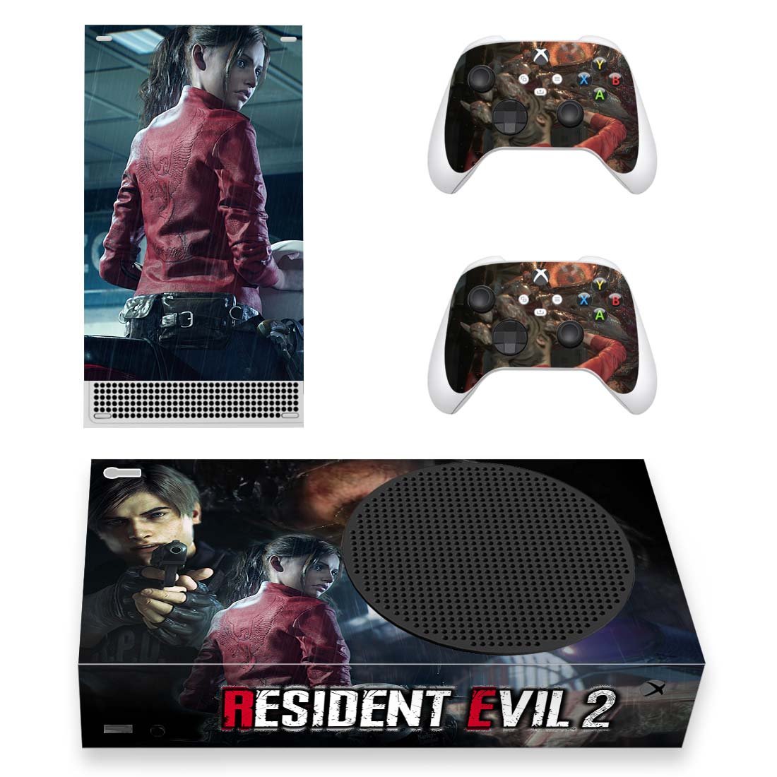 Resident Evil 2 decal skin sticker for Xbox Series S console with controllers