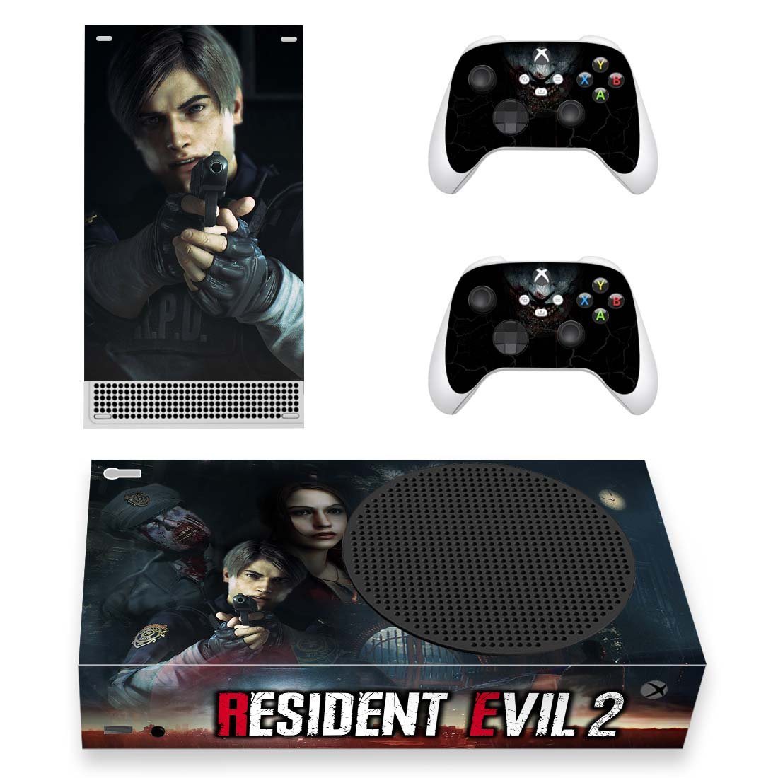 Resident Evil 2 decal skin sticker for Xbox Series S console with controllers