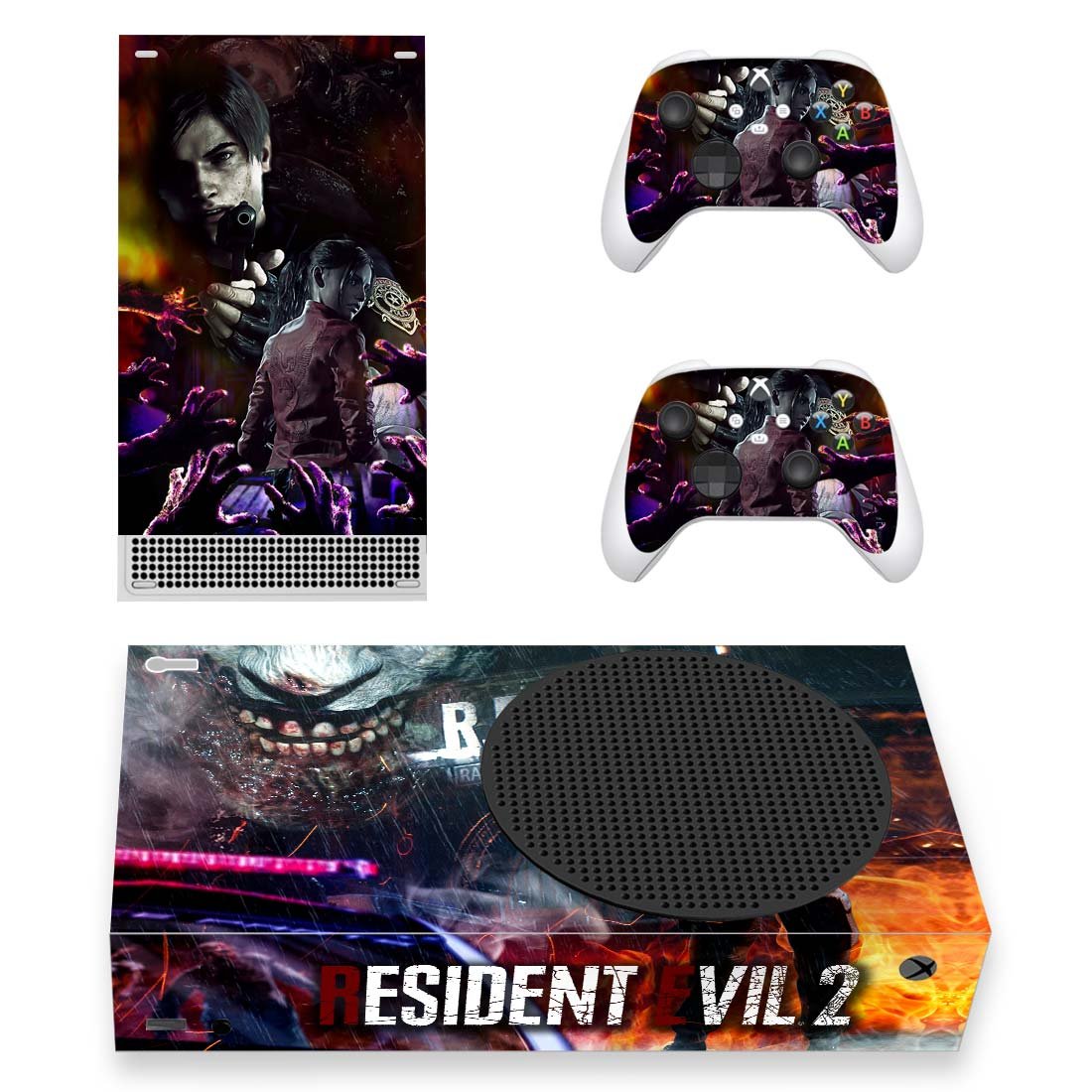 Resident Evil 2 decal skin sticker for Xbox Series S console with controllers