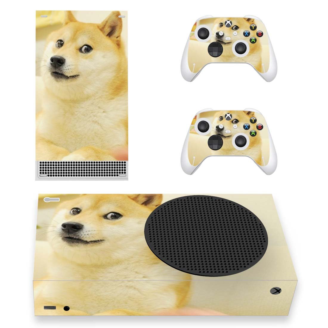Cute Wolf decal skin sticker for Xbox Series S console with controllers