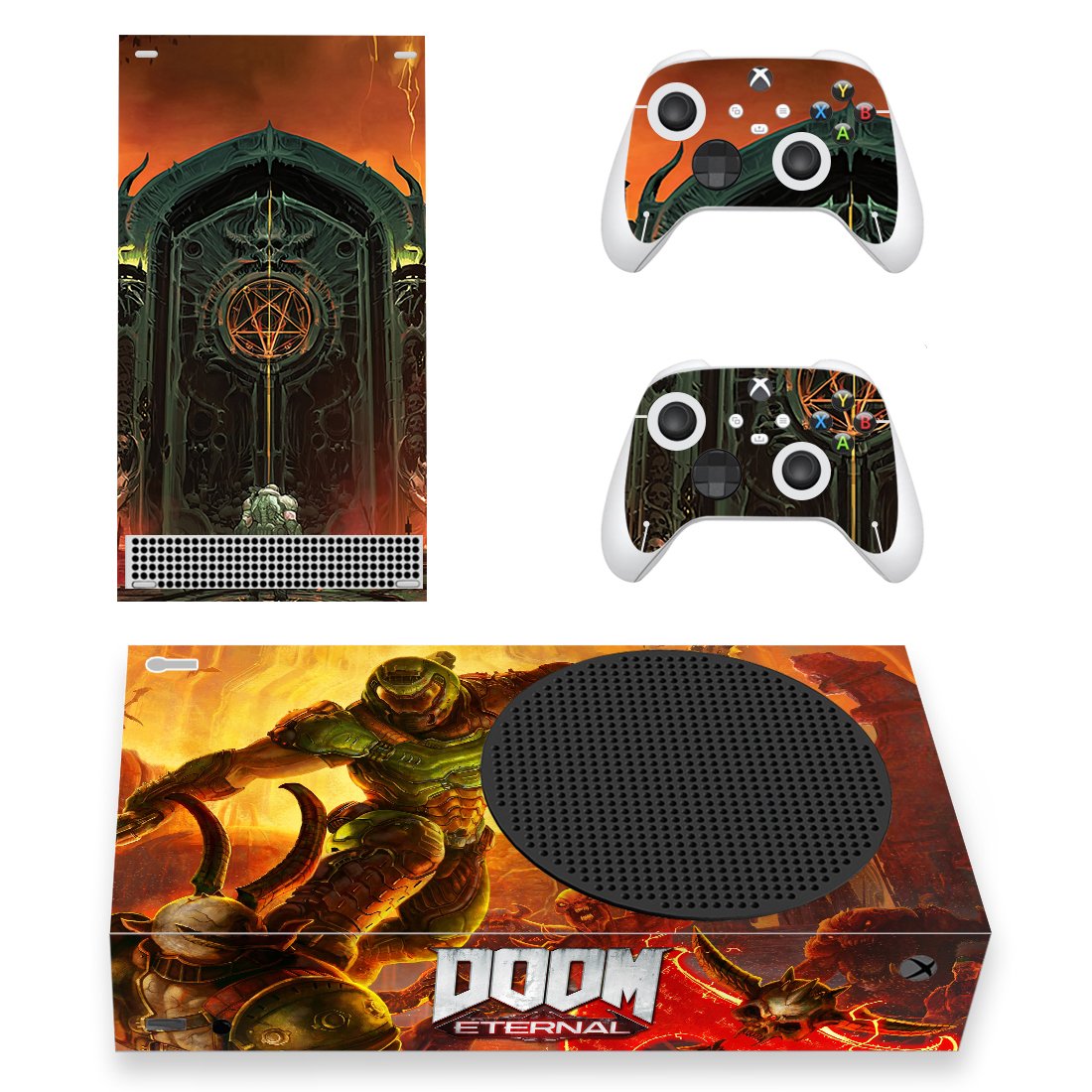 DOOM Eternal decal skin sticker for Xbox Series S console with controllers
