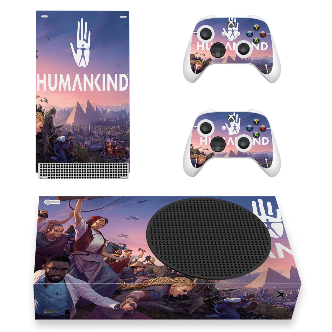 Humankind decal skin sticker for Xbox Series S console with controllers