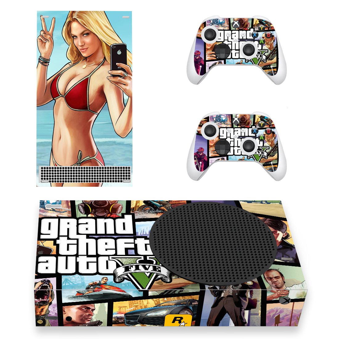 Grand theft Auto 5 decal skin sticker for Xbox Series S console with controllers