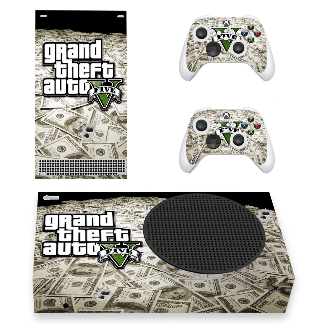Grand theft Auto 5 decal skin sticker for Xbox Series S console with controllers