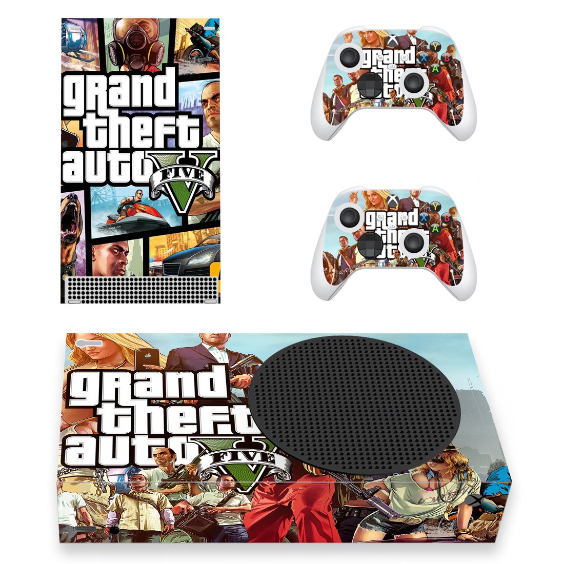 Grand theft Auto 5 decal skin sticker for Xbox Series S console with controllers
