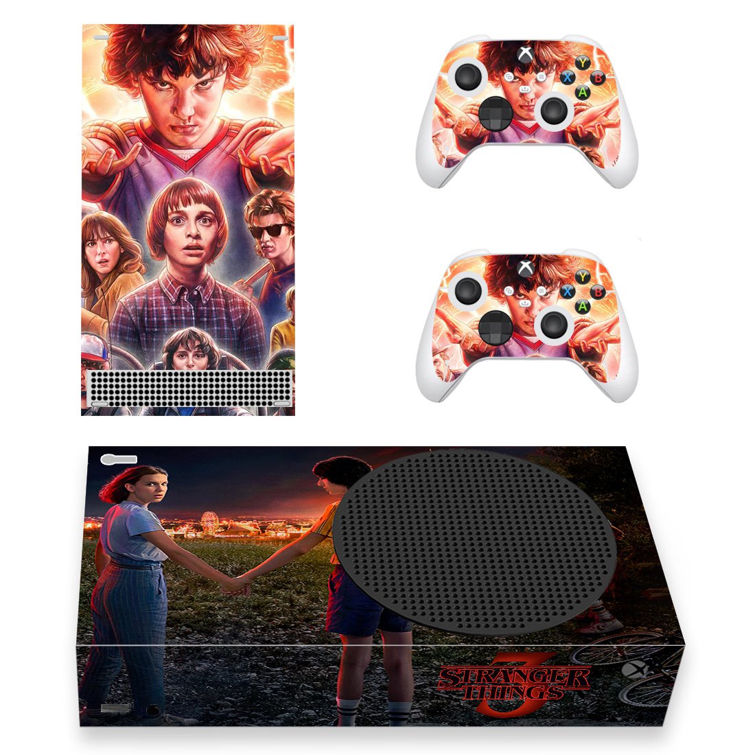 Stranger Things decal skin sticker for Xbox Series S console with controllers